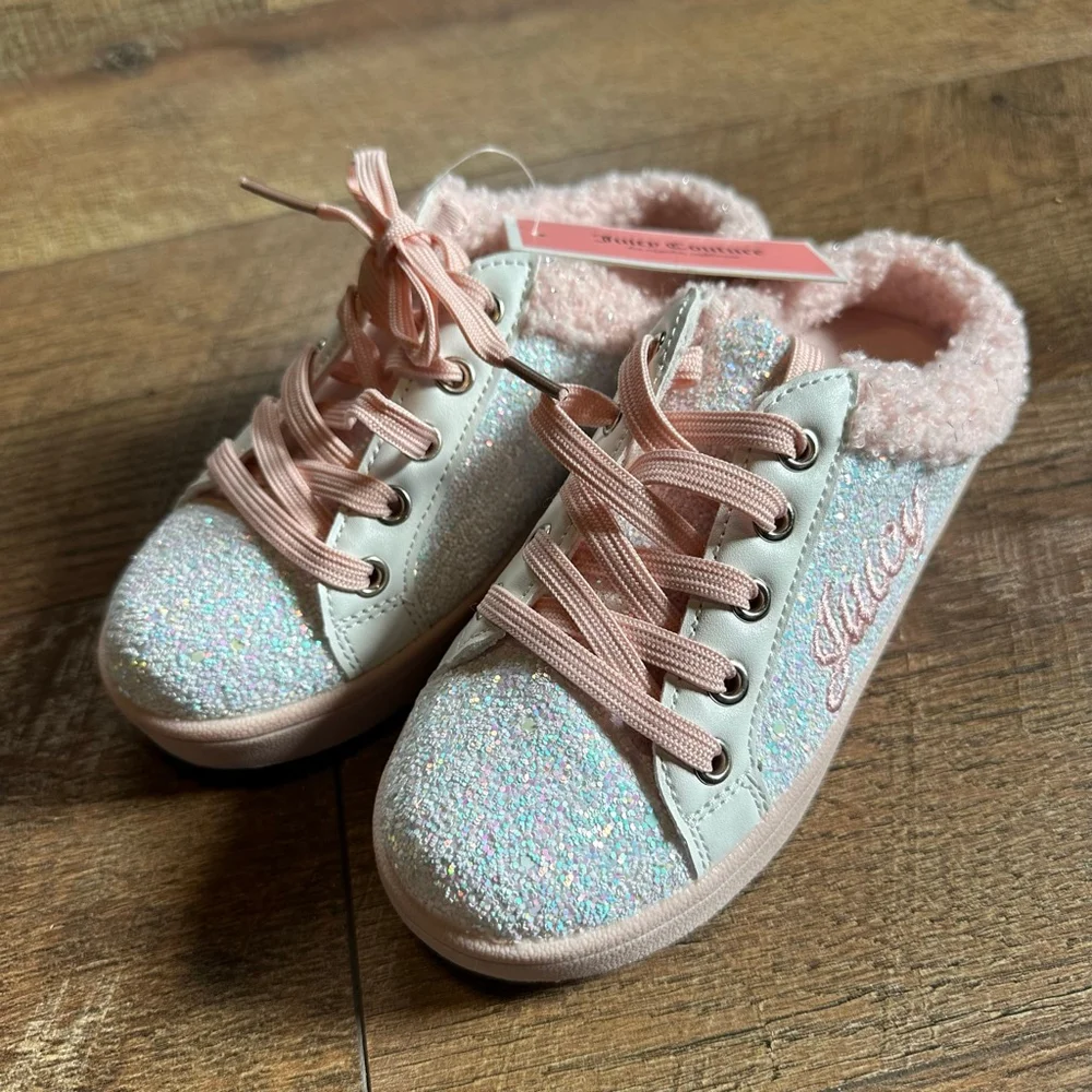 Girls Juicy Couture Slippers 13 (Little Girl) White Pink Glitter